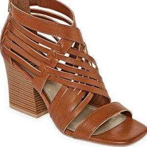 Zip Open Toe Heeled Sandal - Size 9